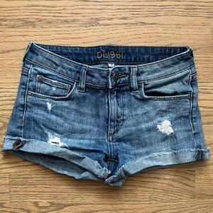 DL1961 Lucy Denim distressed blue Jean girls shorts 14